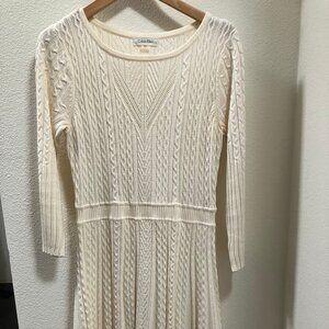 Calvin Klein Dress Knitted White Longsleeve Size S